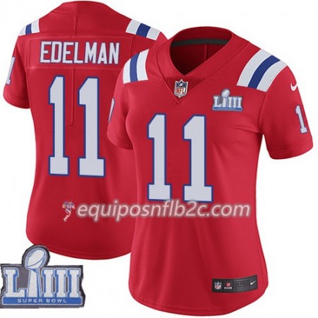 Camiseta Mujer NFL New England Patriots Julian Edelman 11 Nike Rojo 2019 Super Bowl LIII 